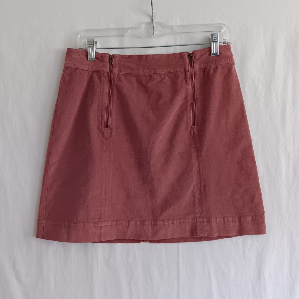 Madewell Twill Velvety Mini Skirt Women 8 Pink NWT Front Zip A-Line G9682